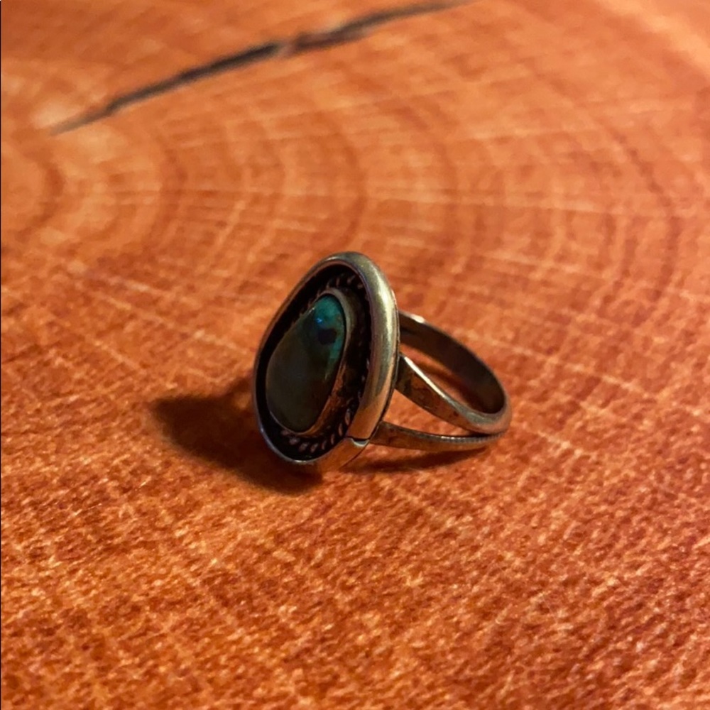 Boho Triangular Turquoise Ring Size 6 - image 2